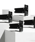 Straight Up 8 Inch Heavy Duty Gate Hinges 4 Pack Black Steel Door Hinges 300 Lb Capacity Built Tough For Outdoor Fences Rock Solid Design With Free Hardware For Quick No Hassle Setup displayed on white surfaces.
