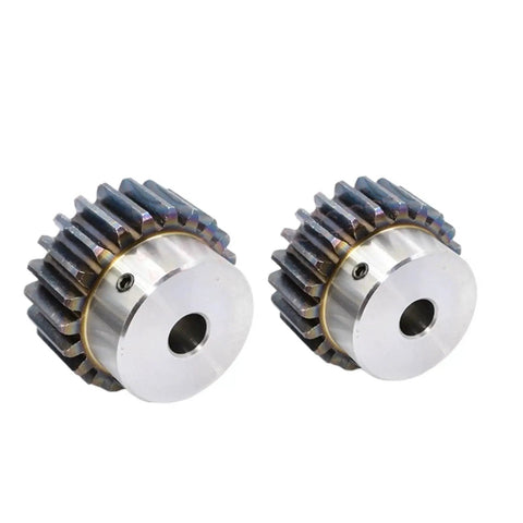 Straight Up Heavy Duty Module 2 Spur Gear With Step Keyway Bore And Bulletproof Carbon Steel for drivetrain builds, two gears.