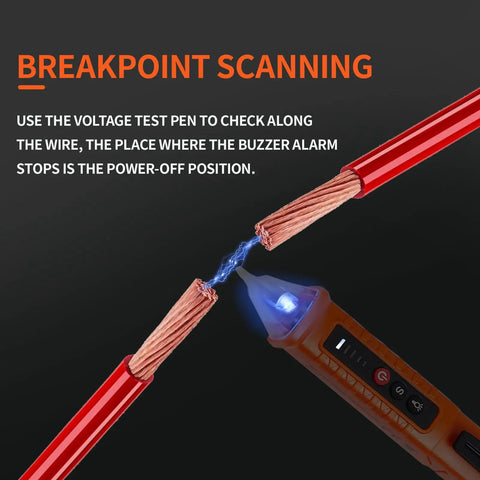 Two Pack Non Contact Voltage Tester With Live Wire Alarm And Bright LED Light, Buzzer And Flashlight, Wire Breakpoint Finder, Detects 12V To 1000V AC, Great For Home DIY And Pro Electric Work, Orange And Red detecting wire breakpoint on red cable