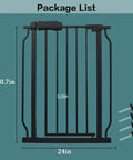 Extra Wide Baby Gate For Stairs And Doorways Fits 34 To 38.5 Inches Wide With Pressure Mount Black Metal Tension Gate in package