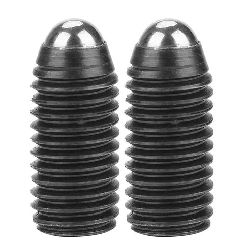 Top Shelf Heavy Duty 10 Pack M25 Carbon Steel Hex Socket Spring Loaded Ball Plunger Screws showing smooth, rounded tips and threaded shafts.