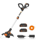 Cordless String Trimmer and Lawn Edger for 12 Inch Cutting Path, 20V Weed Eater With Instant Line Feed, 90 Degree Tilt Head shown with accessories