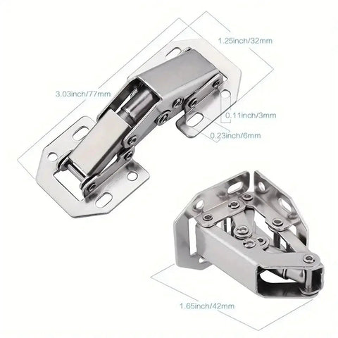 Heavy Duty Metal Hidden Cabinet Hinges 90 Degree Spring Buffer Screws Included Set Of 4 For Cabinets And Furniture Low Profile Steel Hinges Built In Dampers