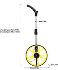 WALFRONT Digital Measuring Wheel with Telescopic Design, 9999.9ft/3048m, detailed dimensions and ergonomic grip view.