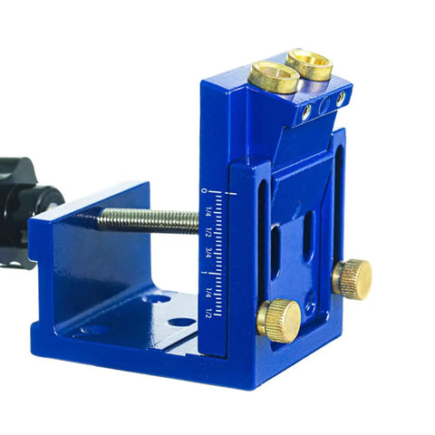 Pro Level Aluminum Alloy Pocket Hole Jig With A Precise 15 Degree Drill Angle, adjustable 12 to 45mm depth for woodworking.