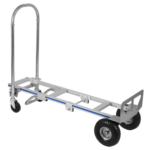 Lightweight Aluminum Industrial Dolly Converts From Two Wheel Upright To Four Wheel Platform Tough As Nails Rust Proof Cargo And Storage Cart For Warehouse Factory Retail Store And Office in flat configuration