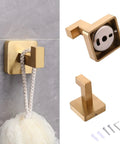 Stainless Steel Brushed Gold Bathroom Hardware Set 4 Piece Including 16 Inch Towel Bar Hand Towel Ring Toilet Paper Holder Towel Hooks And Towel Rack For Modern Home, detailed view of gold towel hook with accessories.