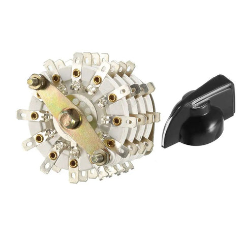 4 Pole 11 Position Rotary Switch Selector With 4 Deck Band Channel And Plastic Knob, 48 Pins, Fits 9.7mm Mount Hole, 6mm Shaft