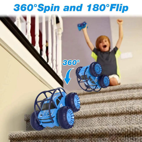 Amphibious Remote Control Car For Kids 3 To 12 Rechargeable RC Toy With 360 Degree Flips, Sick Rotation And Crawler Stunts climbing stairs