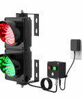 Industrial Led Traffic Stop Light With Bright Red And Green Lenses Plug And Play Toggle Switch For Loading Bays mounted on wall.