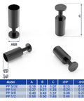 Diagram of 30 Packs Of Three Eighths Inch Push To Connect Pneumatic Fittings Cap Style Blanking Plugs with measurements.