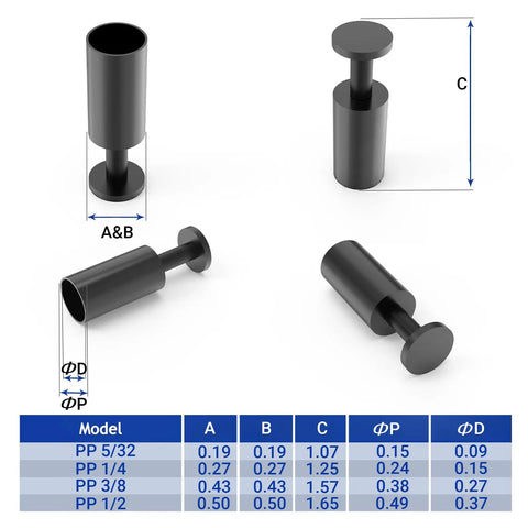 Diagram of 30 Packs Of Three Eighths Inch Push To Connect Pneumatic Fittings Cap Style Blanking Plugs with measurements.