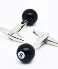 Black 8 Ball Cufflinks For Men With Gift Case Party Ready Dress Shirt Accessory, 10mm brass pool ball cufflinks