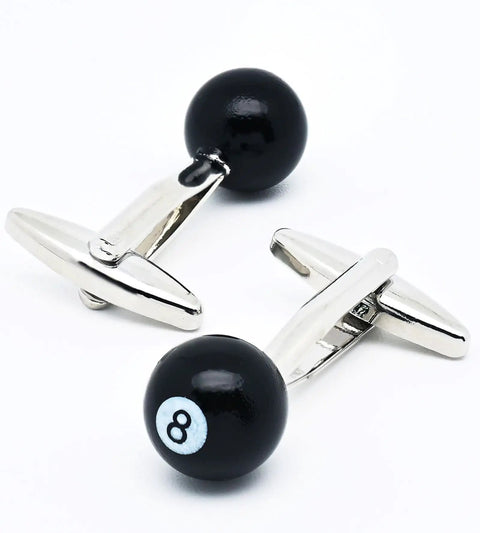 Black 8 Ball Cufflinks For Men With Gift Case Party Ready Dress Shirt Accessory, 10mm brass pool ball cufflinks