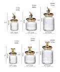 Dead Legit Glass Kitchen Storage Jars With Snap On Lids in three sizes, showing clear glass and decorative lids for organization.