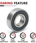 Front view of a 12x28x8 mm 6001-2RS double rubber-sealed deep groove ball bearing in chromium steel.