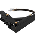 18 Inch Hydraulic Backhoe Thumb With Adjustable Length And Hydraulic Cylinder, black steel, three mounting holes visible.