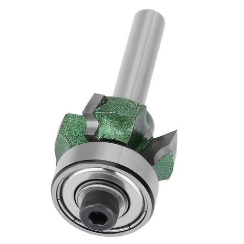 Jiawu 4-Tooth Woodworking Router Bit Trimmer For Perfect Edge Banding Finish With Tungsten Steel Blades and R2 Radius, 1/4 Inch Shank