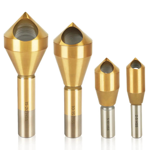 Beefy Titanium Coated Chamfer Tool Set With M2 Bits, 90 Degree Countersink Drill Bits For Wood And Metal, Sizes 2-5MM to 15-20MM
