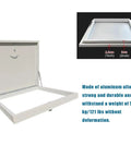 Heavy Duty Roof Access Hatch Door With Hydraulic Support For Quick Lift Attic Skylight Cover Weatherproof Tough As Nails Anti Theft Privacy Great For Factory Warehouse Or Home Use 28 By 32 Inches, aluminum alloy, open view