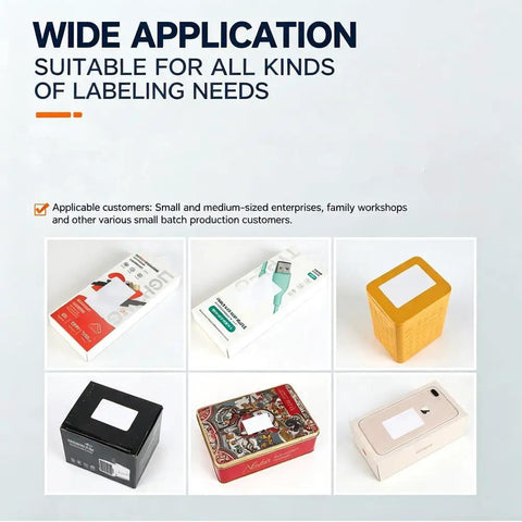 Various labeled product packaging examples demonstrating the use of Avsmgp High Speed Flat Label Applicator With Precision Plc Control System.