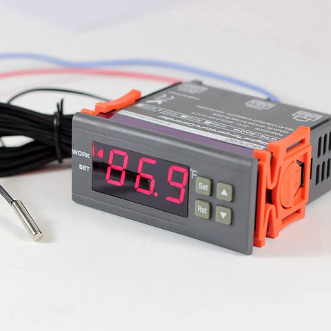 12V Fahrenheit Digital Temperature Controller with NTC 10K Sensor, 1 Relay, 10A, Fahrenheit Display