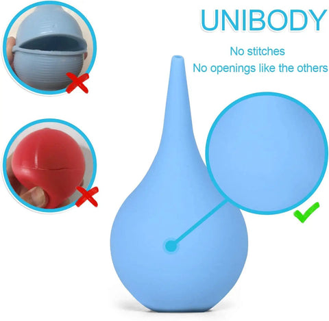 2 Pack Ear Syringe Set 2oz 60ml Hand Bulb Ear Washing Squeeze Syringe, blue rubber unibody design with anti-slip grip