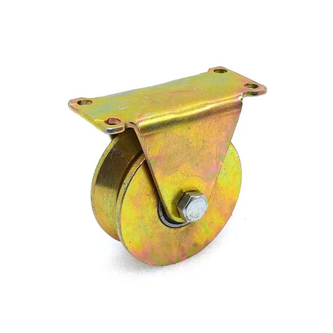 Heavy Duty V Groove Wheel For Sliding Gate Casters And Steel Sliding Door Pulley System, sturdy steel with a robust bracket.