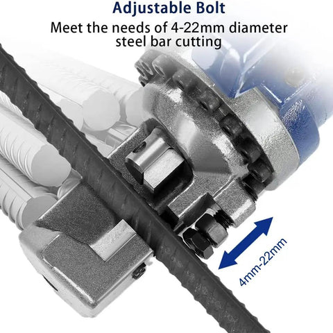 Adjustable bolt detail of 1350 Watt Heavy Duty Electric Rebar Cutter for 4-22mm steel bar cutting for tough construction work.