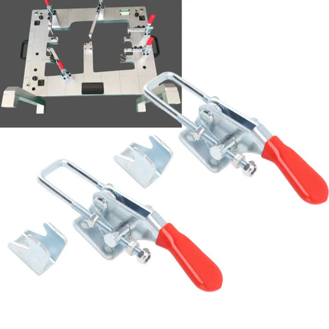 Heavy Duty Iron 2 Pack Quick Release Toggle Latch Clamps, 7.5x3x3cm, for secure pull locking of heavy doors and industrial fixtures.