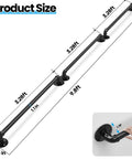 Heavy Duty 3 Pack Wall Mounted Pipe Handrail For Staircases And Porch Steps Black Galvanized Steel detailing dimensions and installation.