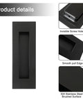 Recessed Finger Flush Pulls With Edge Pull For Pocket Doors, Closets, Sliding And Barn Doors, Black Stainless Steel 6 Inch
