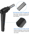 Close-up of 2 Pcs Clamping Lever Handles M8 20mm 304 Stainless Steel Threaded Male Stud Adjustable Locking Quick Release Ratchet