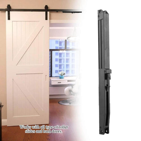 Soft Close Kit For Barn Doors With Quiet Spring Buffer Damper Hardware Set For Sliding Doors installed on white barn door