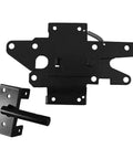 Black Vinyl Fence Gate Hardware Kit With Self Closing Parts And Heavy Duty Hinges Paired With A Lockable Latch for secure outdoor access.