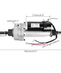 Kemblawolf 24V 180W transaxle motor with electromagnetic brake; black motor, silver gearbox, 3/4-inch shaft
