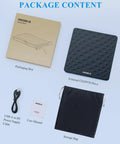 Package contents for External CD DVD Drive For Laptops USB 3 Type C Plug And Play Portable Optical Drive No Driver Required USB Powered 13mm Slim DVD Player Compatible With Windows Mac Linux Travel Friendly, box, cable, manual, bag