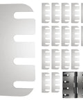 Stainless Steel Door Hinge Shims 4 Inch 16 Pack For No Fuss Easy Door Repair And Fixing Sticking Gaps Quick Install To Level Frames And Swing Smoothly Standard Hinges Compatible visible in image.