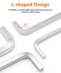 L-shaped design of 7 Piece Square Head Wrench Set With L Shaped Keys For Pocket Hole Screws Pro Grade Cr V Steel Durable Build.