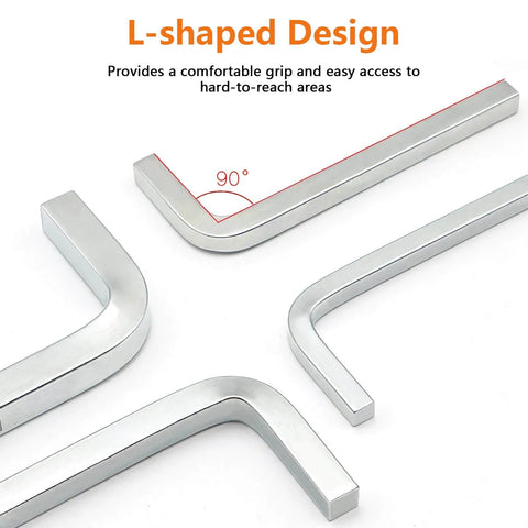 L-shaped design of 7 Piece Square Head Wrench Set With L Shaped Keys For Pocket Hole Screws Pro Grade Cr V Steel Durable Build.