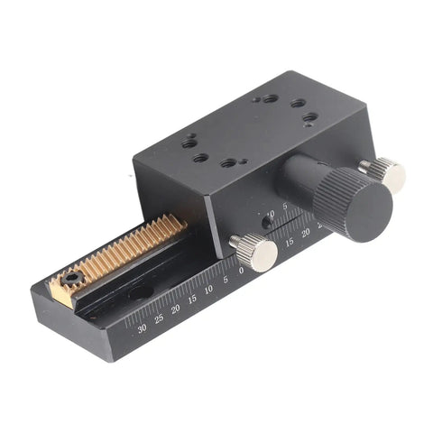 Pro Grade Manual X Axis Linear Translation Stage With Rack And Pinion For Precision Laboratory Optical Work in black metal