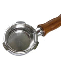 58 Millimeter Bottomless Stainless Steel Filter Holder With Wooden Handle For Home Espresso Machines, Detachable Design, Rust Resistant, Easy To Install, Durable Portafilter Accessory For Rich, Balanced Espresso, top view