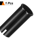 Aluminum Bike Seat Post Shim 22.2mm To 25.4mm 60mm Length Reduction Sleeve showing side angle, black alloy, lightweight, anti-rust