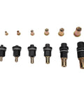 Heavy Duty Rivet Nut Tool Set M3 To M10 In Carbon Steel With Adapters And 60 Nuts, adapters and nuts displayed separately.