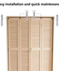 8 Pcs Bi Fold Door Top Roller Guide Wheel And Top Pivot Spring Loaded Replacement Kit installed on wooden folding closet doors