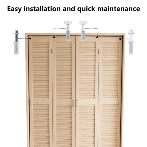 Bi Fold Door Top Roller Guide Wheel And Top Pivot Spring Loaded Bifold Closet Door Repair Kit installed on wooden doors