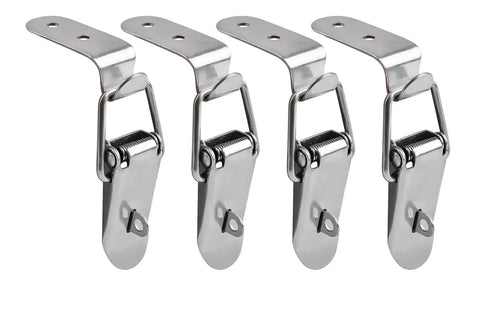 Stainless Steel 90 Degree Hook Lock Bolt Spring Loaded Draw Toggle Latch Clamp 4 Pack for doors, drawers, cabinets, toolboxes.