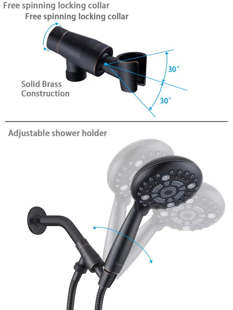 High Pressure Handheld Shower Head With 6 Spray Settings Detachable Design 4.9 Inch Face and adjustable brass holder