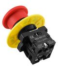 Beefy 22mm Push Button Switch With Two NC Contacts Red Mushroom Emergency Stop LED Indicator 600V 10A Latching Type