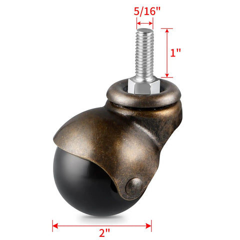 2 Inch Swivel Chair Caster With 5/16-18UNC Threaded Stem For Antique Look, Heavy Duty Polypropylene Wheel